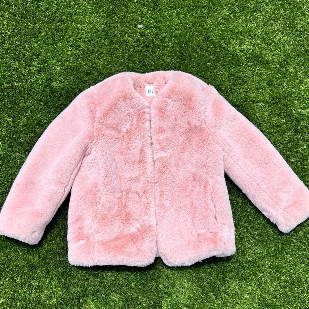 Soft ballet pink GAP faux fur coat